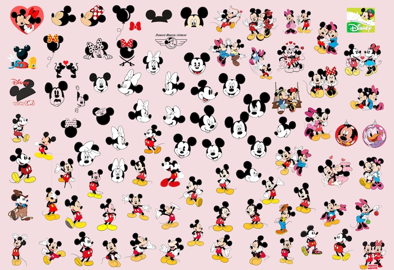 350 Mickey & Minnie Mouse Bundle | SVG, PNG, DXF Files for Cricut and Silhouette | 350 designs Disney Clipart , 20 Designs Canva Templates.