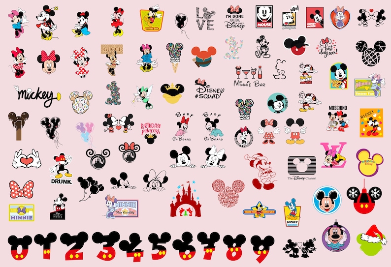 350 Mickey & Minnie Mouse Bundle | SVG, PNG, DXF Files for Cricut and Silhouette | 350 designs Disney Clipart , 20 Designs Canva Templates.
