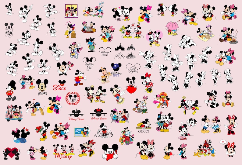350 Mickey & Minnie Mouse Bundle | SVG, PNG, DXF Files for Cricut and Silhouette | 350 designs Disney Clipart , 20 Designs Canva Templates.