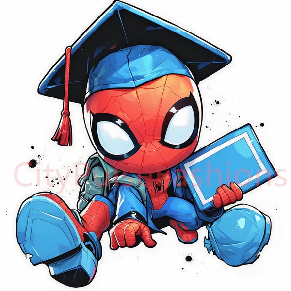 Spidey Graduation PNG,Super Hero Graduation,Graduate PNG,Spidey PNG,Happy Graduation Day,Cap and Gown,Instant Download,spiderman png