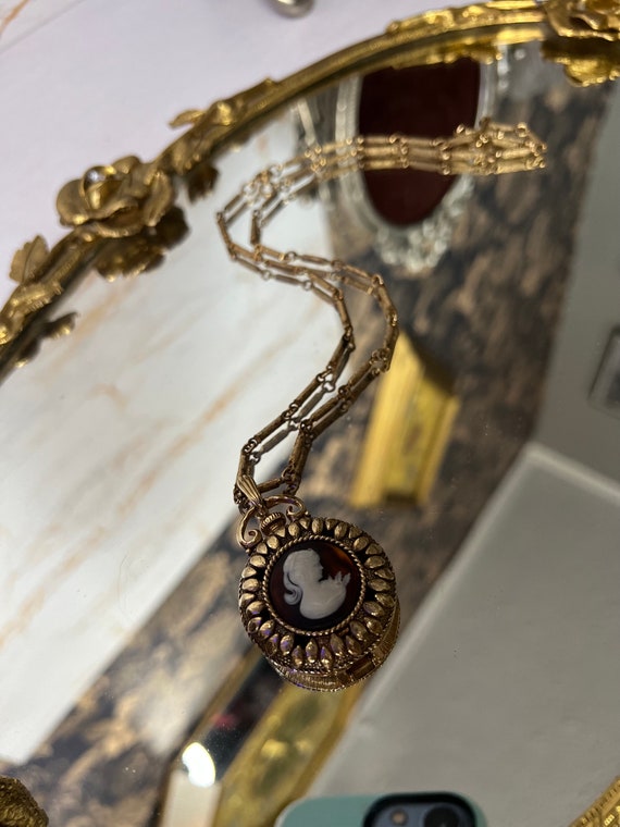cameo necklace locket, signature by Sarah