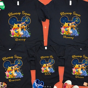 Personalized Winnie The Pooh Birthday Shirt, Family Matching Winnie The Pooh Shirts, Pooh Bear Birthday Family Shirts, Birthday Shirt