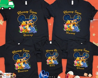 Personalized Winnie The Pooh Birthday Shirt, Family Matching Winnie The Pooh Shirts, Pooh Bear Birthday Family Shirts, Birthday Shirt
