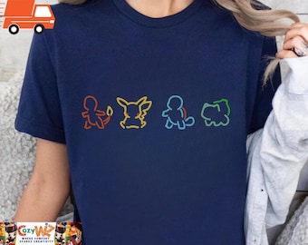 Cartoon Inspired Silhouette Shirt, Anime Lover Gift, Retro Cartoon Shirt, Japan Cartoon Shirt, 90s Shirt