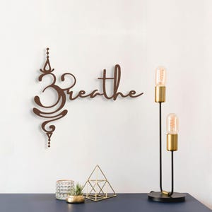 Breathe Metal Wall Decor, Om Wall Art, Om Sanskrit Symbol Sign, OM Yoga Symbol, Yoga Meditation Decor, Om Metal Wall Art, Breathe Sanskrit