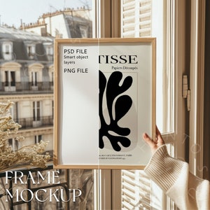 Vertical Frame Mockup With person in Paris | DIN A4 Wall Art Mock up | Frame Mockups Psd | Interior Mock-up | Psd Png VerticalFrame
