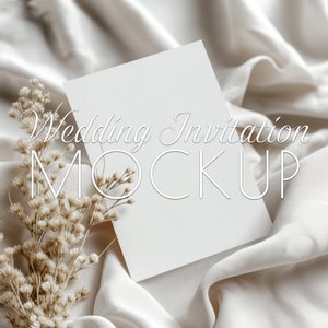 Maquete de cartão de convite em branco vertical | Maquete de cartão de casamento | Maquete minimalista de cartões de convite Boho PSD JPG
