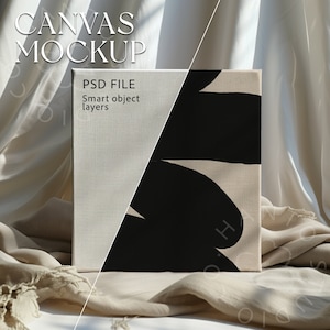 Quadratisches Canvas-Mockup-Display | Einfache Leinwandmodelle für 1x1-Kunstwerke | Einfache moderne Malerei 1:1 Mock-up | Minimales Design PSD Smart Object