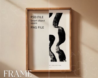 8x10 Frame Mockup - aspect ratio 4:5 - Wooden Picture Frame with Natural Sunlight and Shadows