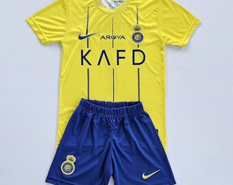 Al-Nassr Team 2024 Kinder Heim Trikot Set Al-Nassr Ronaldo 7 Home Jugend Kinder Jersey W-Shorts KIDS