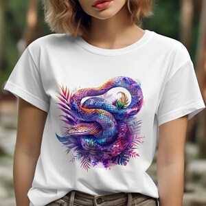Vibrant Snake Illustration T-Shirt, Colorful Serpent Graphic Tee, Unisex Animal Art Shirt, Bold Wildlife Clothing, Nature Lover Gift Idea