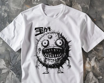 T-shirt unisexe de haute qualité en coton épais japonais Monster