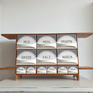 Antikes Gewürzschränkchen, vintage Gewürzregal, Schütten, Keramik, Eisenstein, Schübe, Landhausküche, Art Deco, RAR