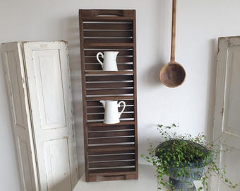 antique wall shelf, Dutch kitchen shelf, brown spice rack, display case, vintage, shabby chic, brocante, country kitchen
