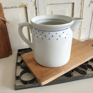 Antique ceramic jug, milk jug, pot, ironstone, milk pot, vintage, brocante, country house, white-blue, shabby chic