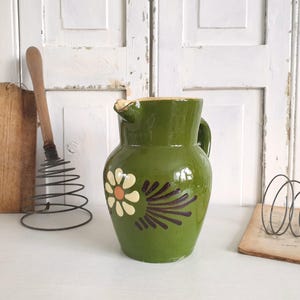 antique jug from France, water jug, stoneware, clay, terracotta, jug, handmade, vintage, brocante