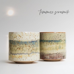 Handmade Speckled Stoneware Espresso Cup Set | Ceramic Coffee Cups