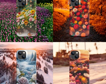 Funda Flores Iphone 14 15 Pro Max Plus con diseño Primavera Invierno Verano Otoño