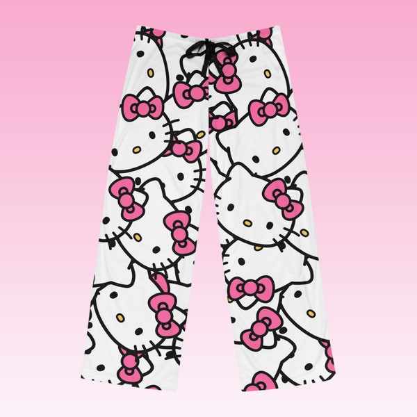 Hello Kitty Unisex Anime Kawaii Pajamas Pants Sanrio Sleep Trousers Couples Matching Trousers Bottoms