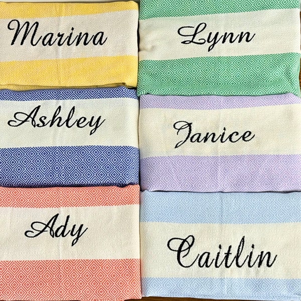 Personalized Turkish Beach Towel, Personalized gift, Bachelorette Party Favor, Bridesmaid Gift, Wedding Gift, Turkey Towel, Best friend gift