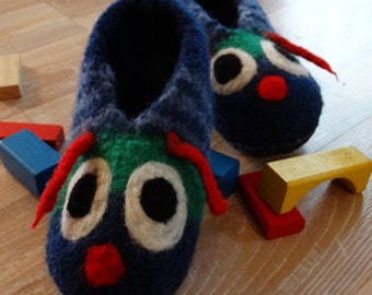 Filzschuhe Gr. 26/27 #Kinder: "Kuschel-Monster-Puschen"