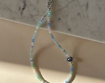 Beach Jewelry, Beach Holiday Boho Style Beaded Necklace, Blue Mermaid Necklace, Gift for Her, Gift for Sister, See through beach wear