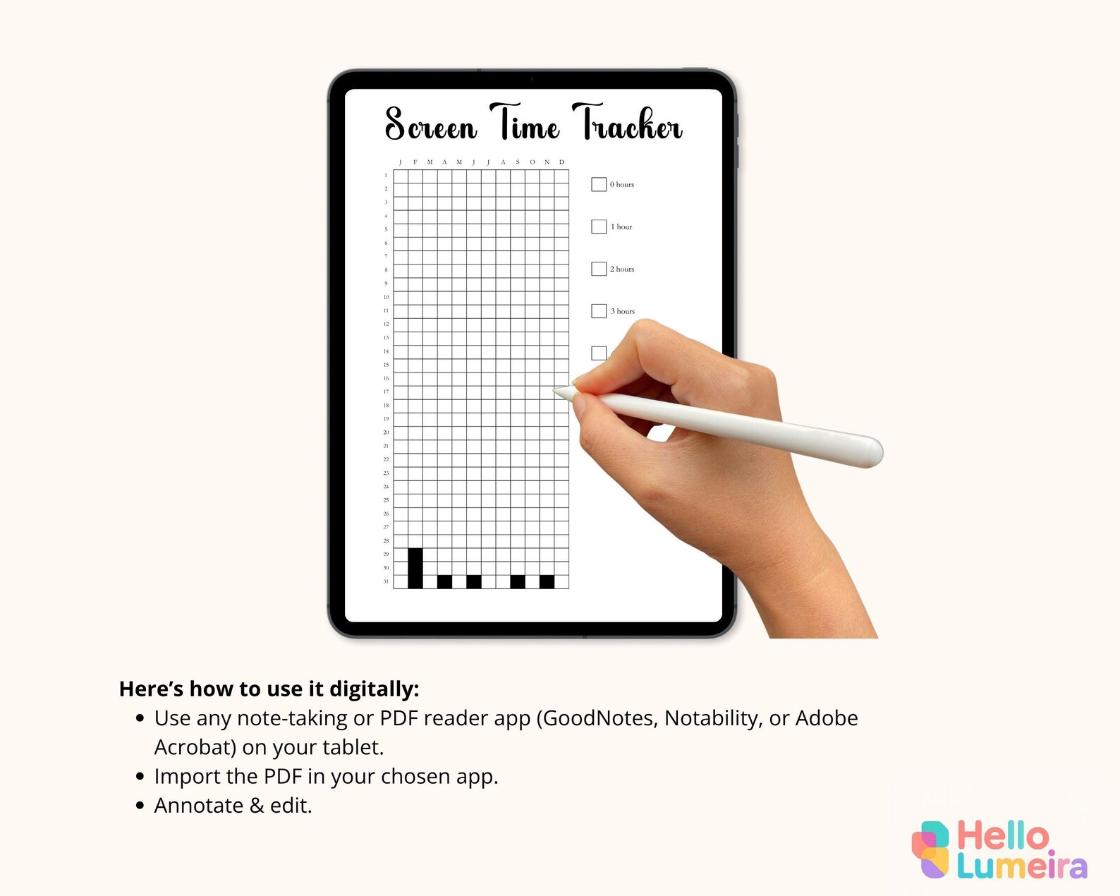 Yearly Screen Time Tracker | PRINTABLE Journal Page | PRINTABLE Planner ...
