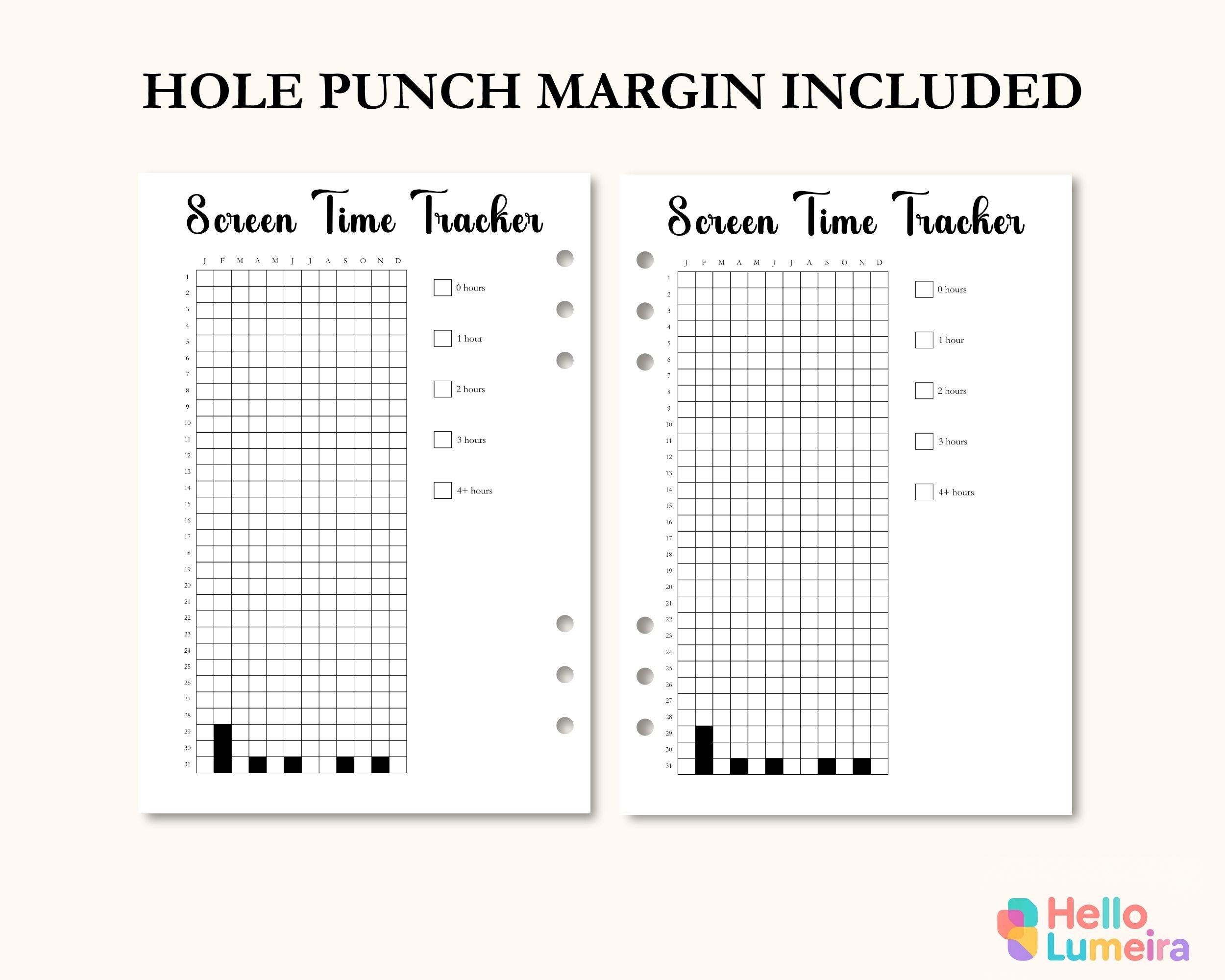 Yearly Screen Time Tracker | PRINTABLE Journal Page | PRINTABLE Planner ...
