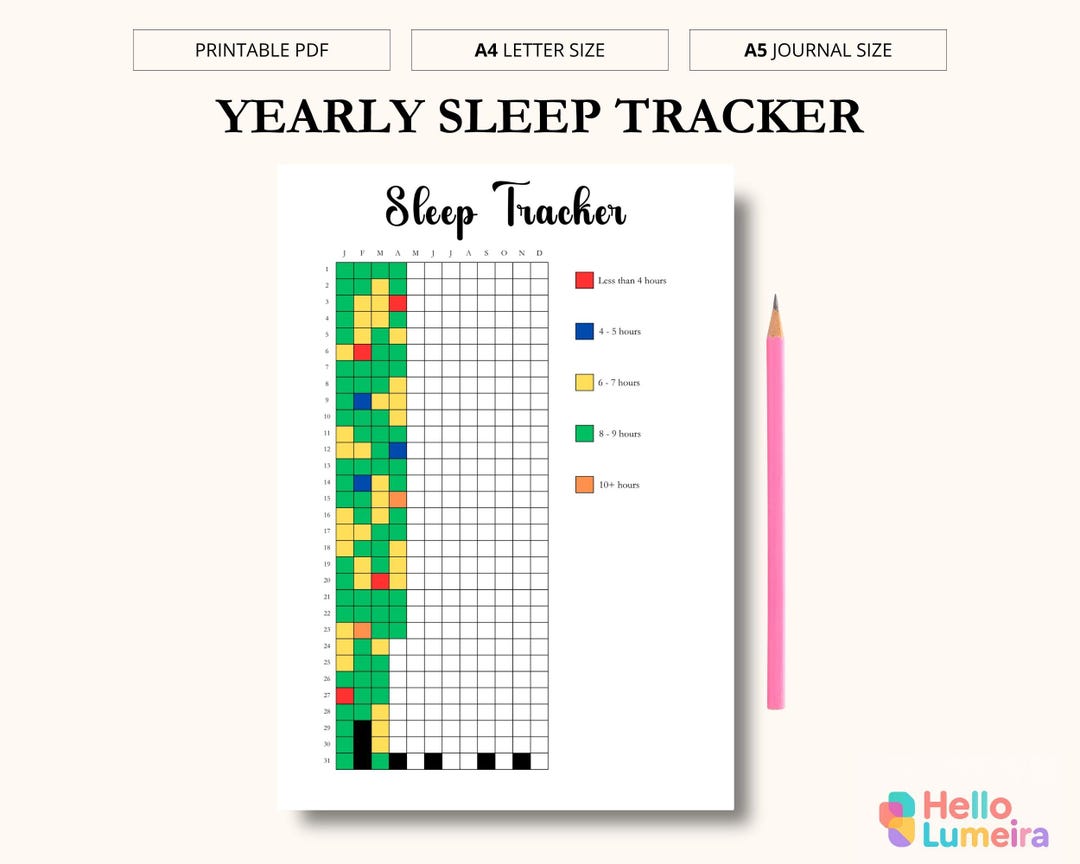 Yearly Sleep Tracker | PRINTABLE Journal Page | PRINTABLE Planner Page ...