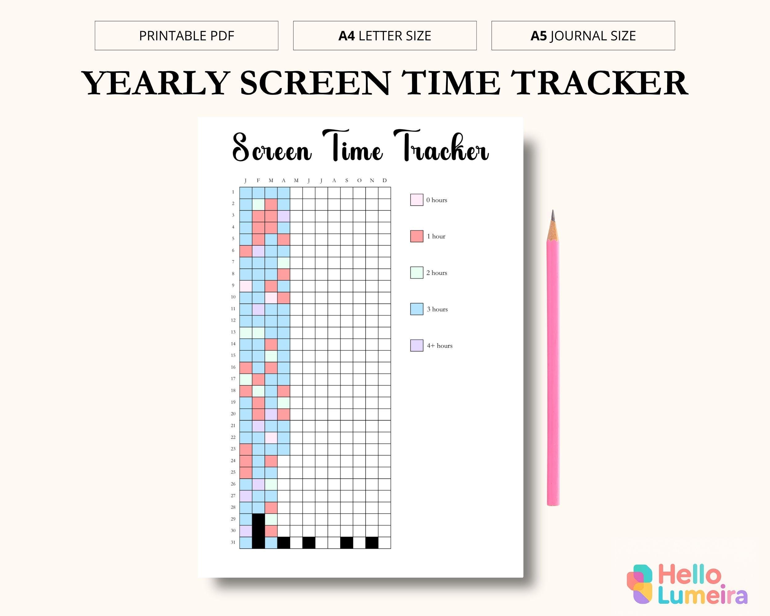 Yearly Screen Time Tracker | PRINTABLE Journal Page | PRINTABLE Planner ...