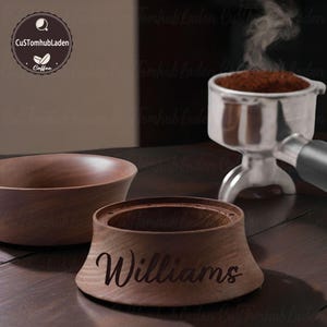 Bague de dosage expresso personnalisée en noyer avec aimant, entonnoir porte-filtre en bois, bague de dosage magnétique 51/53/58 mm, cadeau pour les amateurs de café