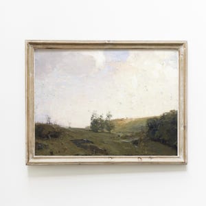 Countryside Vintage Painting: Hillside Landscape | Farmland Scenery Artwork for Modern Farmhouse Decor | Digital Download, Printable Wallart