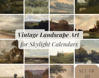 Skylight Calendar Screensaver Bundle – Vintage Landscape Digital Wallpapers, 20 High-Resolution Backgrounds for Digital Displays
