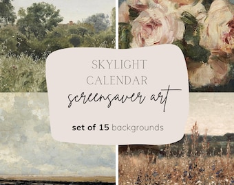 Skylight Calendar Art Set of 15 Digital Background Prints | Moody Floral & Landscape Screensaver Collection for Skylight Digital Calendars