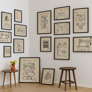 Afdrukbare set van 15 patentkunst aan de muur, bundel patentkunst aan de muur, industrieel wanddecor, download van gepatenteerde kunst aan de muur