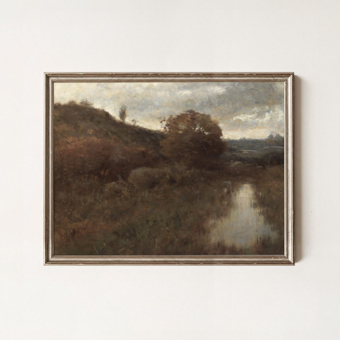 Vintage Fall Landscape Print, Rustic Autumn Wall Art, Moody Farmhouse ...