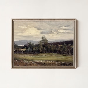 Vintage Landscape Print: Farmland Scenery Artwork, Antique Style Nature Decor | Printable, DIGITAL Download | Pottery Barn Style Wall Art
