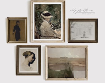 Vintage Portrait Print Set of 5 – Female Portraits, Antique Portrait Prints, Old Gallery Wall Art, Victorian Home Decor, Digital Download