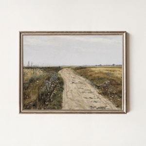 Lámina imprimible de sendero rústico: Arte mural de camino rural / Descarga digital de arte de paisaje vintage / Pintura de sendero natural, obra de arte campestre