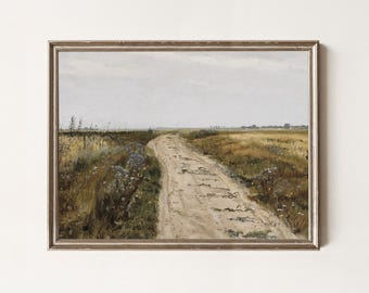 Rustic Walking Path Printable: Country Road Wall Art | Vintage Landscape DIGITAL Art Download | Nature Pathway Painting, Countryside Artwork