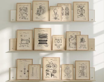 Descarga de arte mural con patentes: paquete de 15, decoración industrial, imprimible
