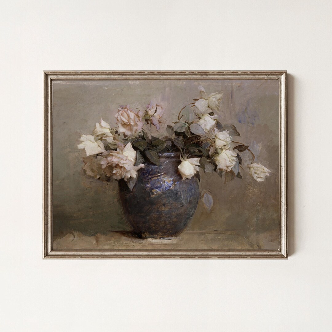 Vase of Roses: Still Life Painting | Roses Wall Art | Vintage Print ...