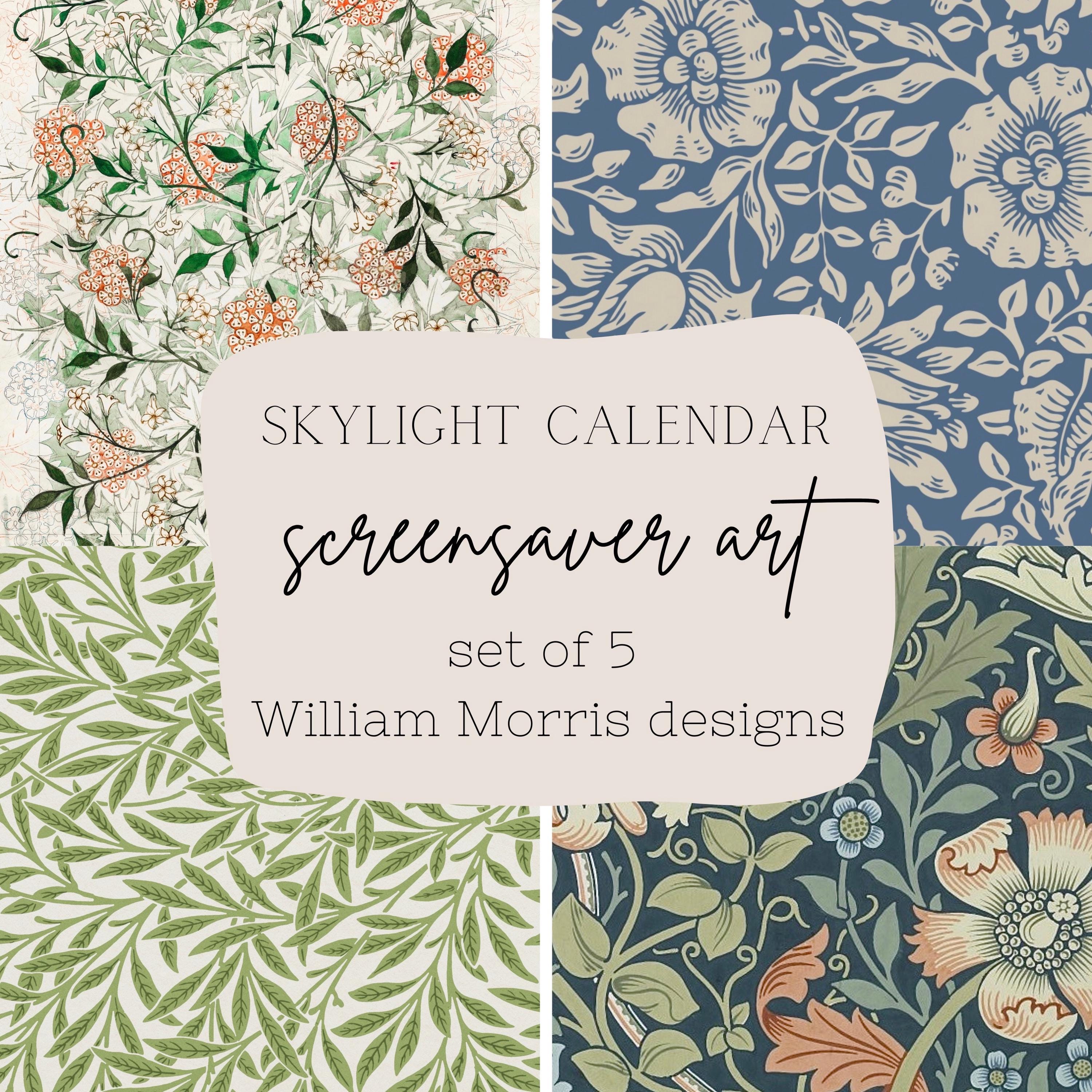 Skylight Calendar Art - WILLIAM MORRIS Set of 5 Digital Background