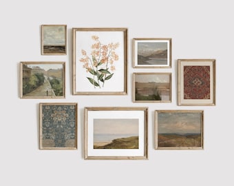 Paquete de arte mural botánico con decoración campestre francesa / Impresiones florales y paisajísticas vintage, descarga digital para arte mural de estilo rústico cottagecore