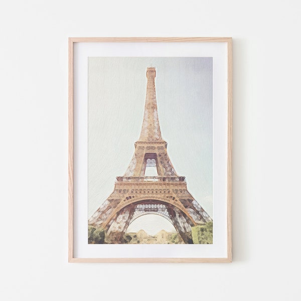 Eiffel Tower Print | Eiffel Tower Painting DIGITAL | Paris Decor for Bedroom, Bathroom, Office | French Architecture | French Home Decor