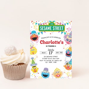 Sesame Street Birthday, Baby Boy Birthday Party, Baby Girl birthday party, Digital Photo Invitation Evite, Sesame Street Birthday Invitation image 3