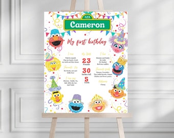 Sesame Street Birthday, Baby Boy Birthday Party, Baby Girl birthday party, Digital milestone poster, Sesame Street Birthday Entry Sign.