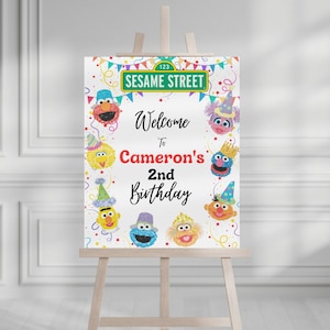 Sesame Street Birthday, Baby Boy Birthday Party, Baby Girl birthday party, Digital Welcome poster, Evite, Sesame Street Birthday Entry Sign