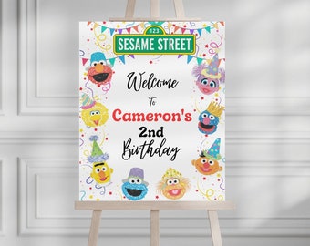 Sesame Street Birthday, Baby Boy Birthday Party, Baby Girl birthday party, Digital Welcome poster, Evite, Sesame Street Birthday Entry Sign