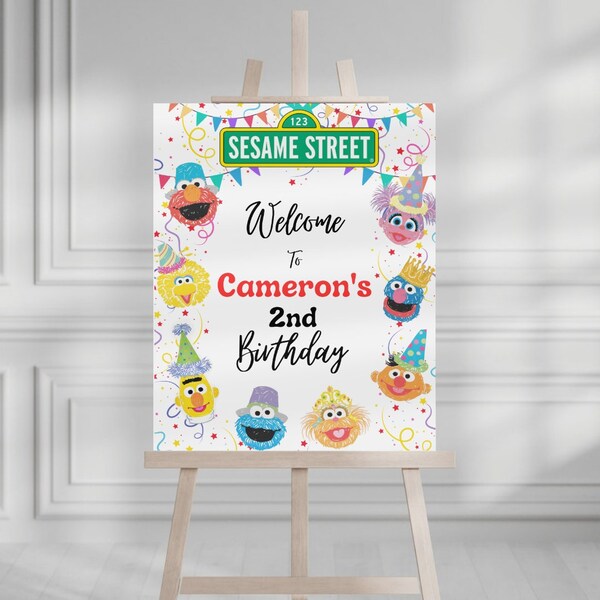 Sesame Street Birthday, Baby Boy Birthday Party, Baby Girl birthday party, Digital Welcome poster, Evite, Sesame Street Birthday Entry Sign